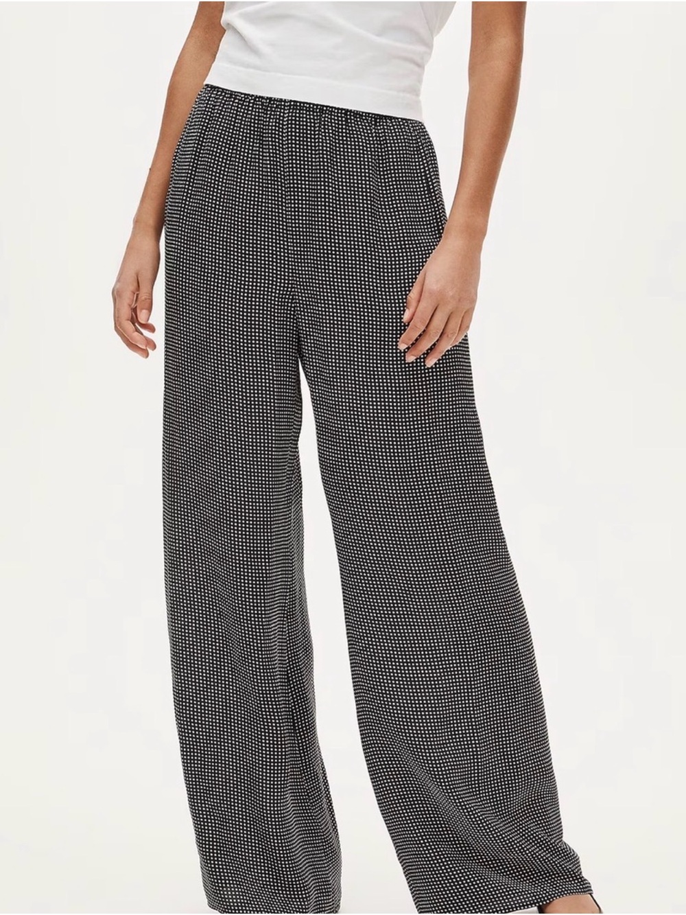 J. Crew Black & White Micro Dot Wide-Leg Pants